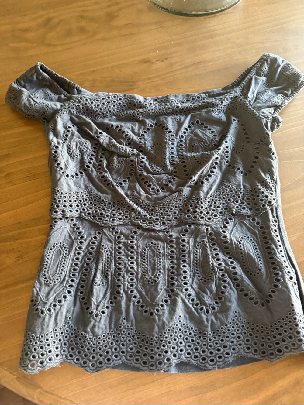 Bailey 44 Gray Eyelet Off-Shoulder Blouse